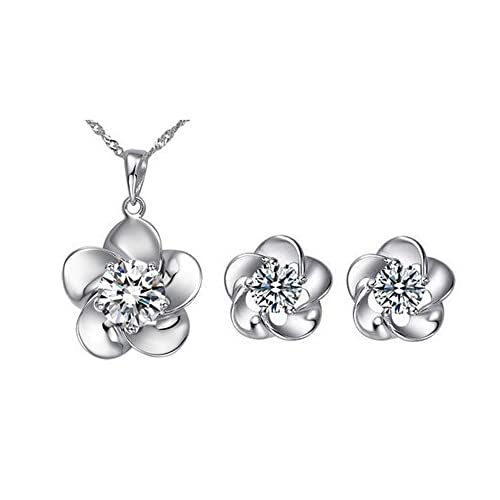 TTPSRY Schmuck Set Blume Anhänger Halskette und Ohrringe Set Zirkonia Schmuck für Frauen ModeSchmuck Hochzeit Party Geschenke von TTPSRY