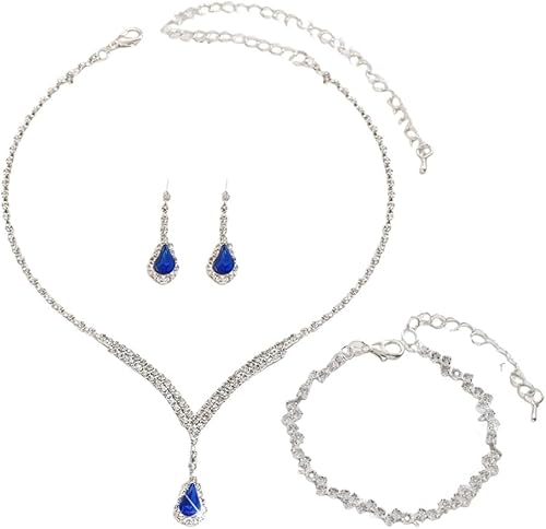 TTPSRY Tropfen Schmuckset Halskette Ohrringe Armband Kristall Strass Elegant Hochzeitsschmuck Damenschmuck Luxus Brautschmuck von TTPSRY