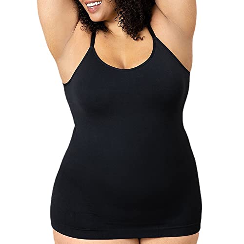 TTPSRY Shape Unterhemd Spaghettiträger Camisole Top Damen Bauchweg Hemdchen Figurformender Shapewear BH Hemd Formendes Top Figurformendes Basic Body Shaper Tanktop mit V-Ausschnitt (Schwarz, L) von TTPSRY