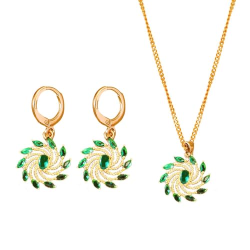 TTPSRY Spiralförmiges Schmuckset Ohrringe Halskette Goldfarben Elegant Stilvoll Damenmode Schmuck Anhänger Klassisch Zeitlos von TTPSRY
