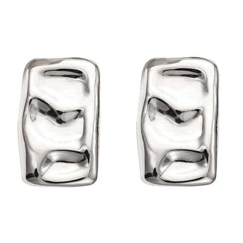 TTPSRY Rechteckige Geometrische Ohrstecker Metallisch Glänzend Strukturierte Oberfläche Minimalistischer Schmuck Damen Ohrringe Elegant Zeitlos von TTPSRY