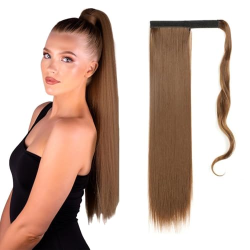 Ttpsry Langhaarige Pferdeschwanz Haarverlängerung 60cm Glattes Haarstück Synthetische Haarverlängerung Für Frauen Natürlich Aussehende Clip In Extensions Einfach Zu Befestigen Und Zu Entfernen(Brown) von TTPSRY
