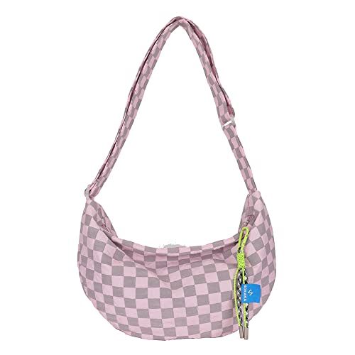 Retro Plaid Handtaschen Damen Klein Umhängetasche,Fashion Half Moon Crescent Bag Tasche Tote Bag Shopper Crossbody Bag Schultertasche für Frauen Dating Reisen Party Einkaufe von TTSAM