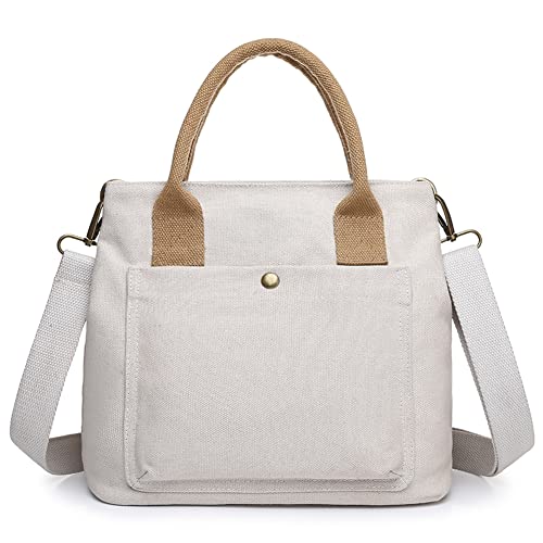 TTSAM Tote Bag Umhängetasche Damen mit Reißverschluss,2023 NeueMulti Pocket Tragetaschen Damen Canvas Umhängetasche mit Griff oben für Arbeit Büro Reisen Einkaufen Schule und Alltag von TTSAM