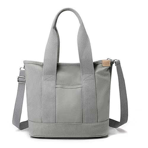 TTSAM Tote Bag Umhängetasche Damen mit Reißverschluss,2023 NeueMulti Pocket Tragetaschen Damen Canvas Umhängetasche mit Griff oben für Arbeit Büro Reisen Einkaufen Schule und Alltag von TTSAM