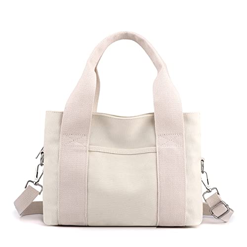 TTSAM Tote Bag Umhängetasche Damen mit Reißverschluss,2023 NeueMulti Pocket Tragetaschen Damen Canvas Umhängetasche mit Griff oben für Arbeit Büro Reisen Einkaufen Schule und Alltag von TTSAM