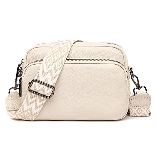 TTSAM leder umhängetasche damen moderne taschen, schultergurt brusttasche crossbag handtasche mit breitem gurt klein crossbody bag oder hüfttasche damen (Beige#2) von TTSAM