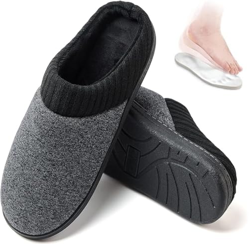 TTW Hausschuhe herren winter männer Pantoffeln graue und schwarze braun blau 40-47 (Grau und Schwarz, EU Schuhgrößensystem, Erwachsene, Numerisch (von/bis), M, 44, 45) von TTW