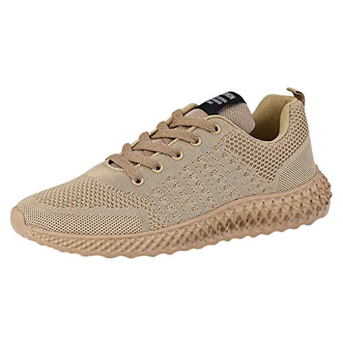 TTWOMEN Herren Flats Sneakers, Atmungsaktives Mesh Bequemes Leichtes Gehen Freizeitschuhe Basketballschuhe Kletterschuhe Trainingsschuhe Leichter Wanderschuhe (Khaki, 43 EU) von TTWOMEN