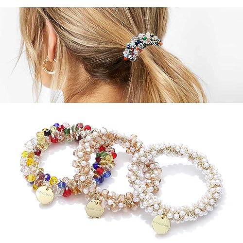 Perlen-Haargummi Damen-Haargummi 3er Set, Strass Perlen-Haargummi, Damen-Haargummi, Damen-Zopf-Haargummi, Pferdeschwanz-Haargummi, zartes Strass-Design, geeignet für verschiedene Frisuren Perlen-Haargummi Damen-Haargummi 3er Set, Strass Perlen-Haargummi, Damen-Haargummi, Damen-Zopf-Haargummi, Pferdeschwanz-Haargummi, zartes Strass-Design, geeignet für verschiedene Frisuren von TTXSWJX