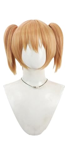 TTYAO REII Anime Cosplay Perücke Orange Double Ponytails Clip in Pferdeschwanz Haar Synthetische Perücke für Halloween Party (Orange) von TTYAO REII