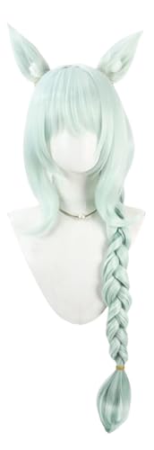 TTYAO REII Blassgrüne lange Zopf-Perücke, Anime-Cosplay-Haar, hitzebeständiges synthetisches Haarteil mit Ohren für Comic-Shows TTYAO REII Blassgrüne lange Zopf-Perücke, Anime-Cosplay-Haar, hitzebeständiges synthetisches Haarteil mit Ohren für Comic-Shows von TTYAO REII
