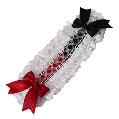 TTYAO REII Halb rote halb schwarze Schleife Spitze Stirnband Mode Dienstmädchen Haarband Kopfschmuck Mädchen Lolita Kleid Haarschmuck von TTYAO REII