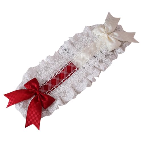 TTYAO REII Halb rote halb weiße Schleife Spitze Stirnband Mode Dienstmädchen Haarband Kopfschmuck Mädchen Lolita Kleid Haarschmuck von TTYAO REII