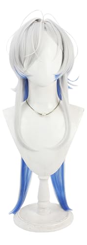 TTYAO REII Lange Quallenkopf-Perücke, silberfarbene Strähnen, blaues Anime-glattes Haar, Cosplay, synthetisches Haarteil für Comic-Shows von TTYAO REII
