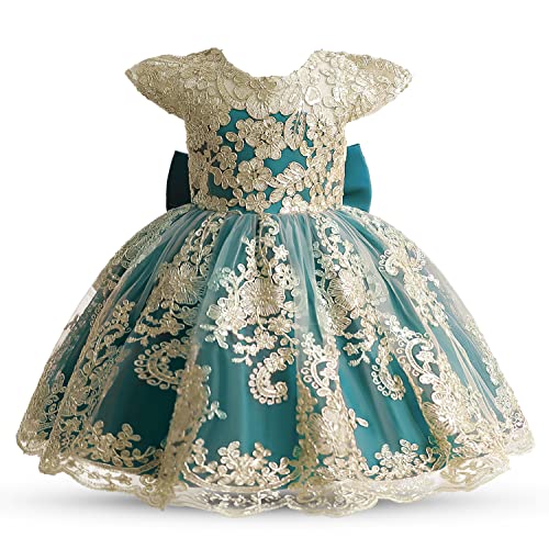 TTYAOVO Baby Mädchen Blume Kleid Geburtstag Prinzessin Party Kleider Größe (80) 6-12 Monate 06 Grün-c von TTYAOVO