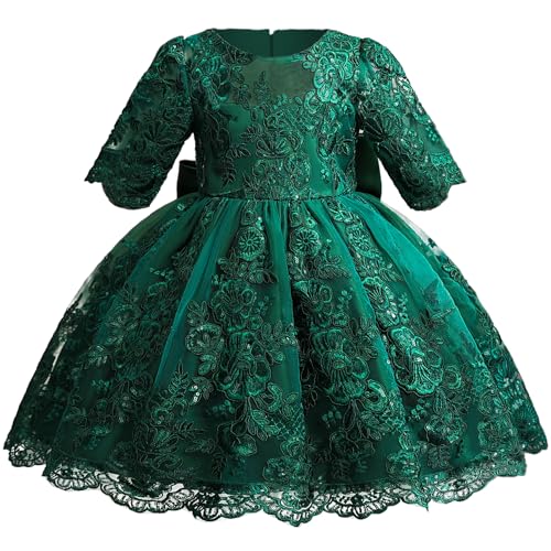 TTYAOVO Baby Mädchen Blumen Spitze Festzug Prinzessin Partytreffen Tutu Kleid Größe 100(2-3 Jahre,2031 Grün) von TTYAOVO