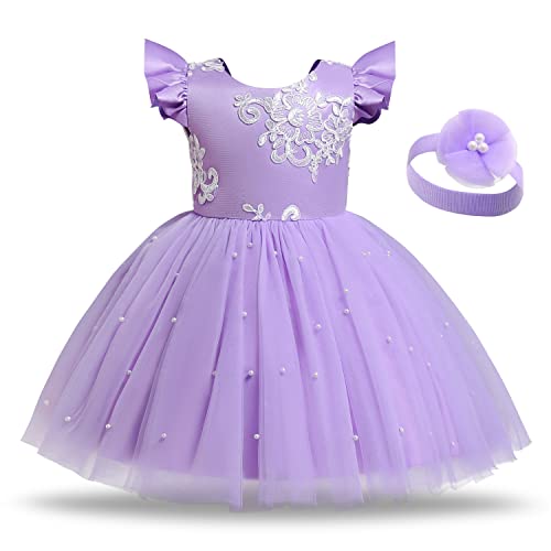 TTYAOVO Baby Mädchen Prinzessin Party Kleinkind Blume Kleid Größe 100(2-3 Jahre) 752 Lila von TTYAOVO