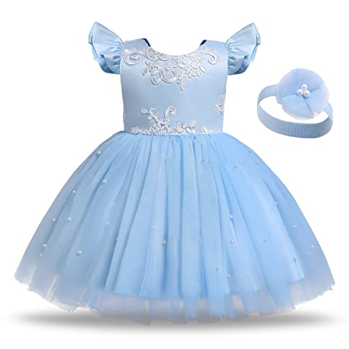 TTYAOVO Baby Mädchen Prinzessin Party Kleinkind Blume Kleid Größe 80(6-12 Monate) 752 Blau von TTYAOVO