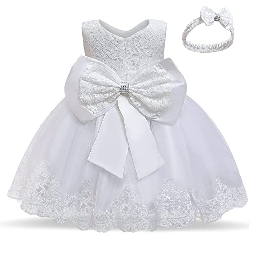 TTYAOVO Baby Mädchen Spitze Kleid Bowknot Blume Hochzeit Kleider Größe(110) 3-4 Jahre 648 Weiß von TTYAOVO