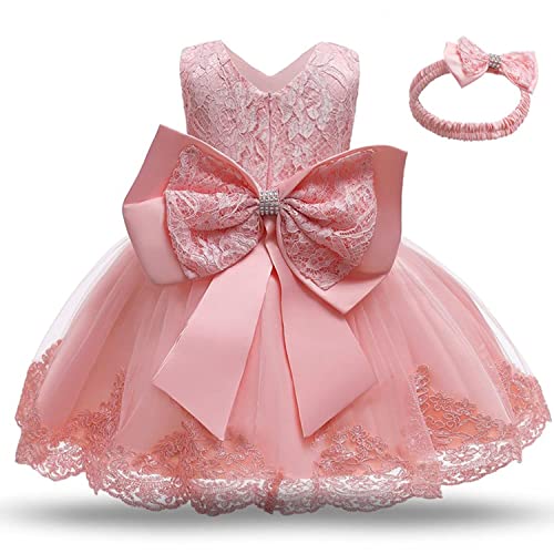 TTYAOVO Baby Mädchen Spitze Kleid Bowknot Blume Hochzeit Kleider Größe(90) 12-24 Monate 648 Hellrosa von TTYAOVO