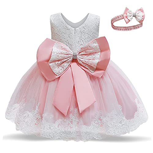 TTYAOVO Baby Mädchen Spitze Kleid Bowknot Blume Hochzeit Kleider Größe(120) 4-5 Jahre 648 Rosa von TTYAOVO