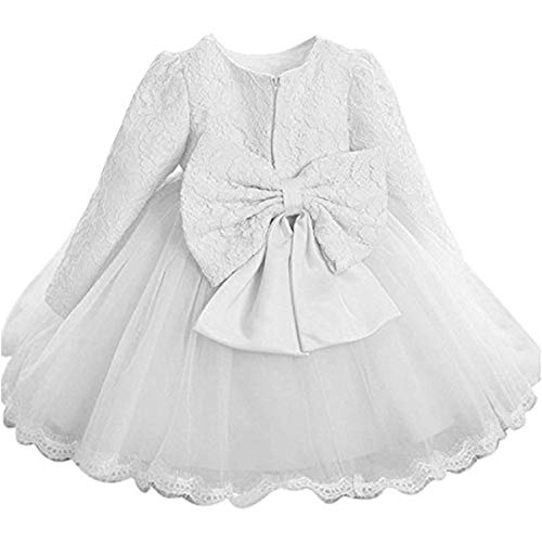 TTYAOVO Baby Mädchen Tüll Blume Prinzessin Hochzeitskleid Kleinkind Taufkleid Größe(18) 12-18 Monate 174 Weiß von TTYAOVO