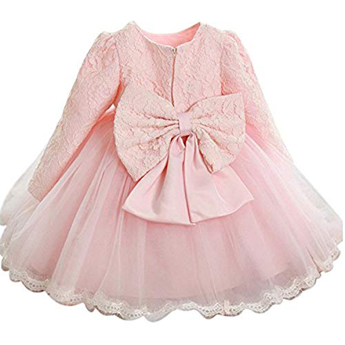 TTYAOVO Baby Mädchen Tüll Blume Prinzessin Hochzeitskleid Kleinkind Taufkleid Größe(3) 0-3 Monate 174 Rosa von TTYAOVO