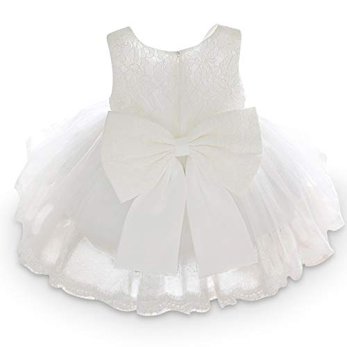 TTYAOVO Baby Mädchen Tüll Blume Prinzessin Hochzeitskleid Kleinkind Taufkleid Größe(3) 0-3 Monate 4 Weiß von TTYAOVO