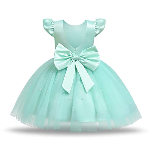 TTYAOVO Baby Prinzessin Party Kleid Sich beugen Knoten Kleider Größe (110) 3-4 Jahre 767 Grün von TTYAOVO