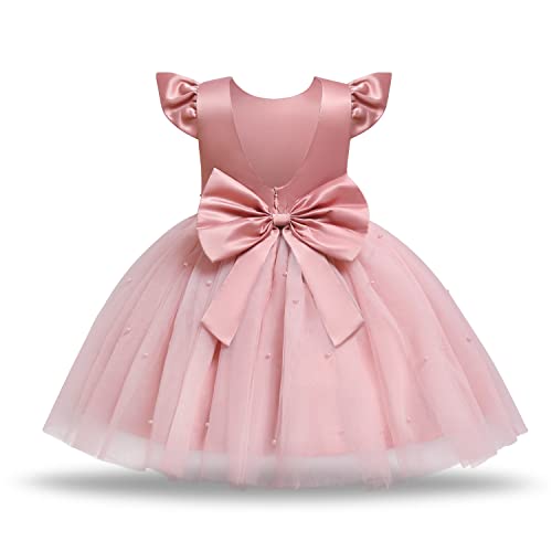 TTYAOVO Baby Prinzessin Party Kleid Sich beugen Knoten Kleider Größe (80) 6-12 Monate 767 Rosa von TTYAOVO