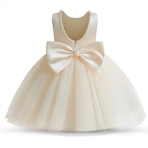 TTYAOVO Kleine Klassisch Elegant Tutu Prinzessin Kleid Hochzeit Partytreffen Festzugskleid Größe 80(6-12 Monate, 2029 Champagner) von TTYAOVO