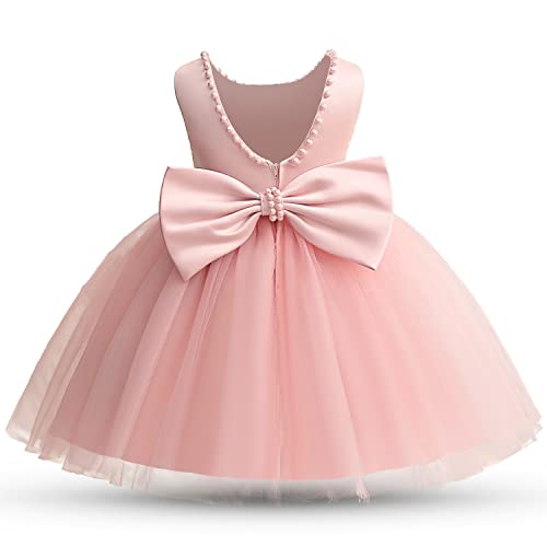 TTYAOVO Kleine Klassisch Elegant Tutu Prinzessin Kleid Hochzeit Partytreffen Festzugskleid Größe 90(12-24 Monate, 2029 Rosa) von TTYAOVO