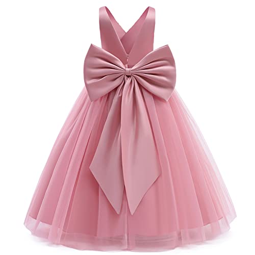 TTYAOVO Mädchen Blume Kleid Festzug Hochzeit Party Prinzessin Lang Ball Kleid Größe(130) 6-7 Jahre 784 Rosa-c von TTYAOVO