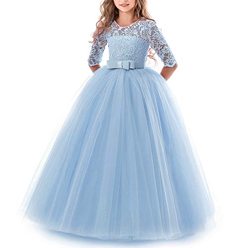 TTYAOVO Mädchen Festzug Ballkleider Kinder Bestickt Brautkleid (Größe160) 11-12 Jahre 378 Bleu von TTYAOVO