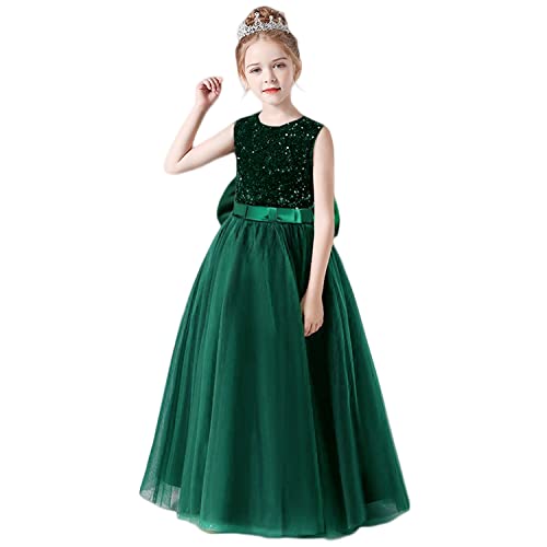 TTYAOVO Mädchen Pailletten Blume Hochzeit Festzug Party Prinzessin Kleid Größe(170) 13-14 Jahre 2011 Grün-T von TTYAOVO