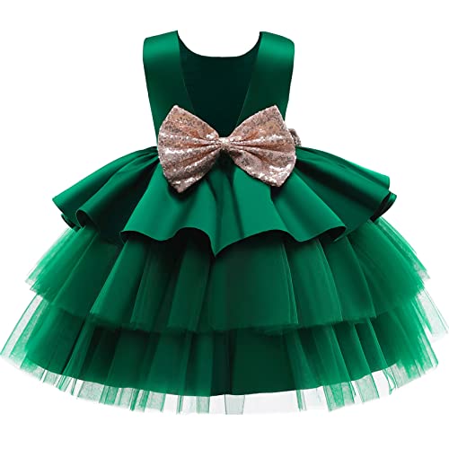 TTYAOVO Mädchen Tüll Geburtstagsfeier Prinzessin Tutu Pailletten Schleife Kleid Ballkleid Größe(110) 3-4 Jahre 730 Grün von TTYAOVO