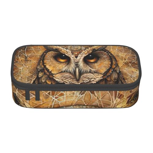 TTYDOKLA Federmäppchen aus Oxford-Stoff mit Eulen-Motiv, mit mehreren Fächern, ideal für Reisen oder Büro, Schwarz , Einheitsgröße, Kosmetiktasche von TTYDOKLA