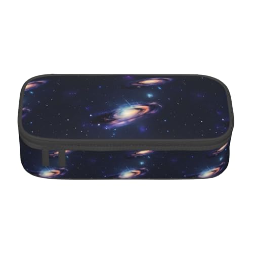 TTYDOKLA Federmäppchen aus Oxford-Stoff mit Galaxie im Universum, mit mehreren Fächern, ideal für Reisen oder Büro, Schwarz , Einheitsgröße, Kosmetiktasche von TTYDOKLA