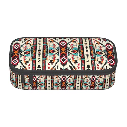 TTYDOKLA Federmäppchen aus Oxford-Stoff mit Indianer-Muster, mit mehreren Fächern, ideal für Reisen oder Büro, Schwarz , Einheitsgröße, Kosmetiktasche von TTYDOKLA