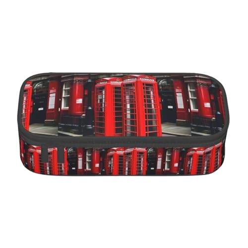 TTYDOKLA Federmäppchen aus Oxford-Stoff mit London-Motiv und mehreren Fächern, ideal für Reisen oder Büro, Schwarz , Einheitsgröße, Kosmetiktasche von TTYDOKLA