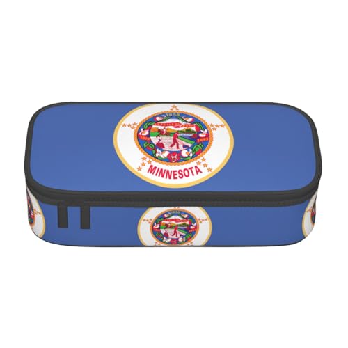 TTYDOKLA Federmäppchen aus Oxford-Stoff mit Minnesota-Flagge, mit mehreren Fächern, ideal für Reisen oder Büro, Schwarz , Einheitsgröße, Kosmetiktasche von TTYDOKLA