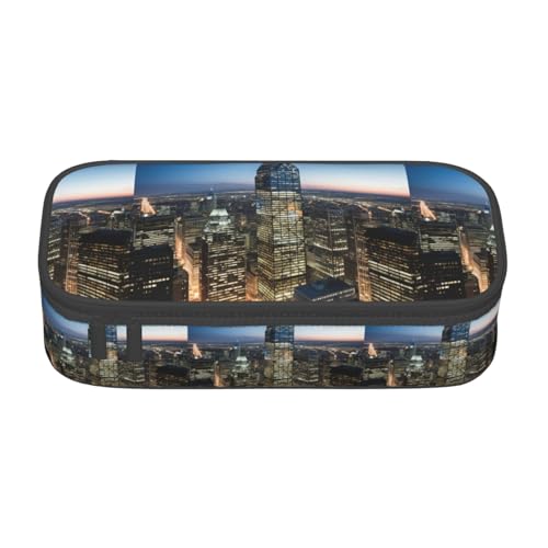 TTYDOKLA Federmäppchen aus Oxford-Stoff mit Nachtansicht und mehreren Fächern, ideal für Reisen oder Büro, Schwarz , Einheitsgröße, Kosmetiktasche von TTYDOKLA