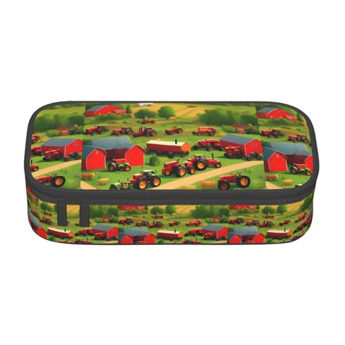 TTYDOKLA Federmäppchen aus Oxford-Stoff mit Traktor-Farm-Motiv, mit mehreren Fächern, ideal für Reisen oder Büro, Schwarz , Einheitsgröße, Kosmetiktasche von TTYDOKLA