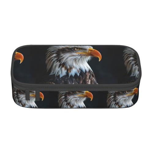 TTYDOKLA Federmäppchen aus Oxford-Stoff mit Weißkopfseeadler, mit mehreren Fächern, ideal für Reisen oder Büro, Schwarz , Einheitsgröße, Kosmetiktasche von TTYDOKLA