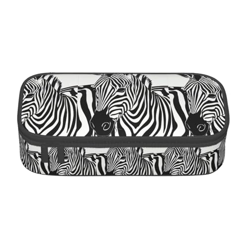 TTYDOKLA Federmäppchen aus Oxford-Stoff mit Zebramuster, mit mehreren Fächern, ideal für Reisen oder Büro, Schwarz , Einheitsgröße, Kosmetiktasche von TTYDOKLA