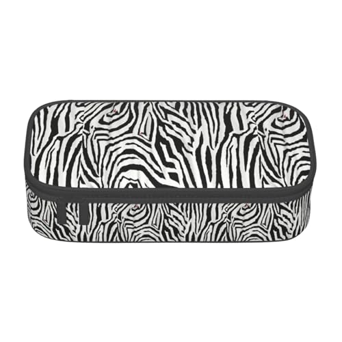 TTYDOKLA Federmäppchen aus Oxford-Stoff mit Zebramuster, mit mehreren Fächern, ideal für Reisen oder Büro, Schwarz , Einheitsgröße, Kosmetiktasche von TTYDOKLA