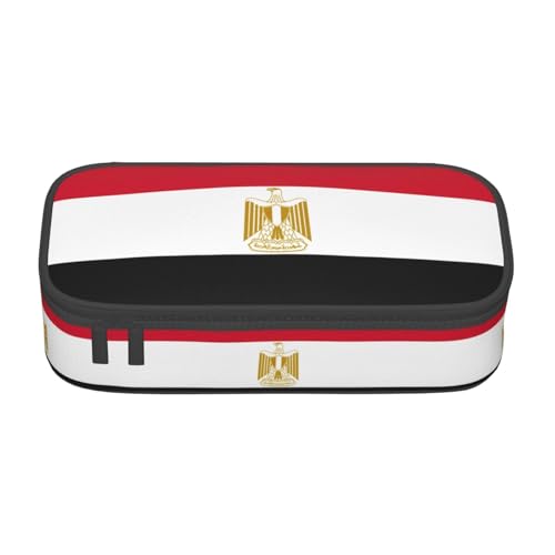 TTYDOKLA Federmäppchen aus Oxford-Stoff mit ägyptischer Flagge, mit mehreren Fächern, ideal für Reisen oder Büro, Schwarz , Einheitsgröße, Kosmetiktasche von TTYDOKLA