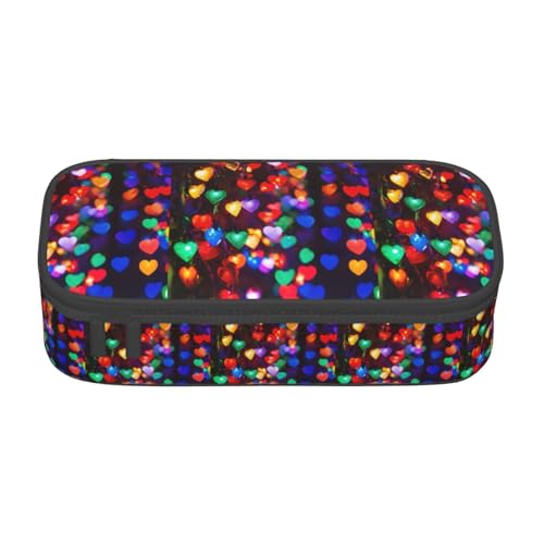 TTYDOKLA Federmäppchen aus Oxford-Stoff mit romantischem Herzmuster, mit mehreren Fächern, ideal für Reisen oder Büro, Schwarz , Einheitsgröße, Kosmetiktasche von TTYDOKLA