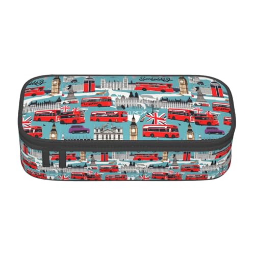 TTYDOKLA Federmäppchen mit Aufdruck "I Like London", Oxford-Stoff mit mehreren Fächern, ideal für Reisen oder Büro, Schwarz , Einheitsgröße, Kosmetiktasche von TTYDOKLA